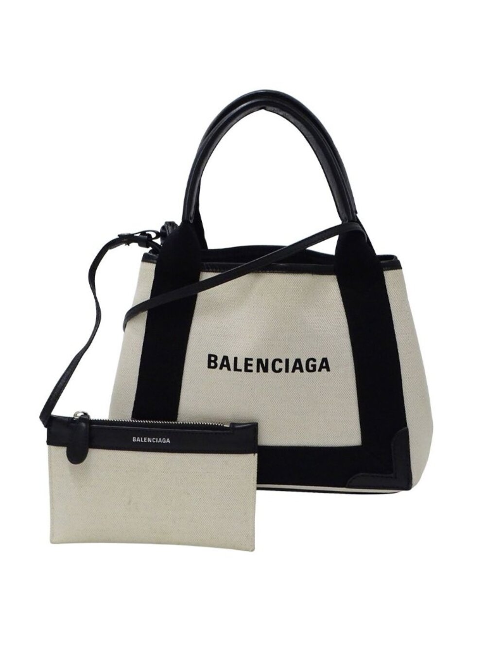Balenciaga Bag Handbag Canvas Cabas XS White Black Simple Shoulder